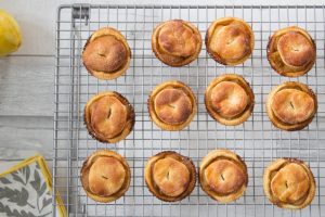 Mini Toffee Pear Pies after baking