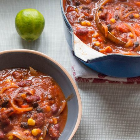 chipotle and bean soup served with lime
