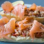 beetroot, horseradish and salmon sandwiches