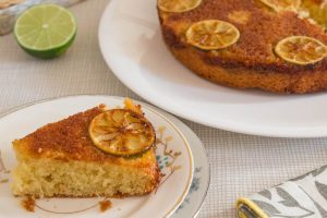 slice of upside down lime cake