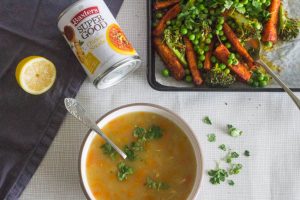 roasted superfood salad with baxters chicken noodle soup