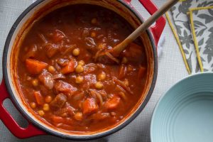 carrot, chickpea and harissa soup