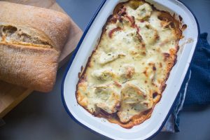 artichoke and red pepper gratin