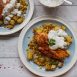 Chipotle Sweetcorn Hash with paprika chicken