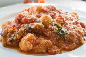 gnocchi baked with ricotta, tomato and aubergine