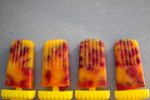 mint orange and raspberry ice lollies