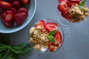 strawberry and basil mess