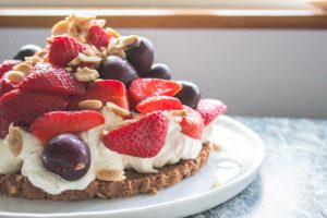 Height of peanut and strawberry tart