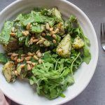 potato and pesto salad with chargrilled broccoli