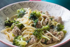 sausage, broccoli and spinach pasta