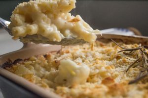 three cheese macaroni cheese with cauliflower