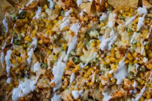 Buffalo Chicken Nachos with Ranch Dressing