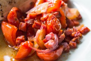 chorizo, tomato, pepper and onion tray bake mix