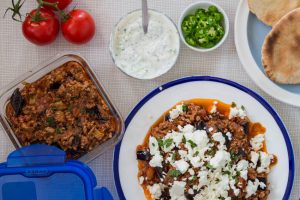 Leftover moussaka in Pyrex