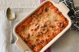 Easy Vegetable Lasagne after baking