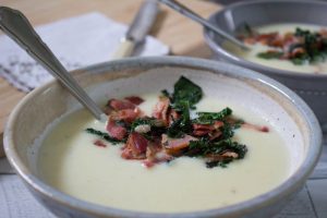 Smoked Bacon and Kale Soup - close up