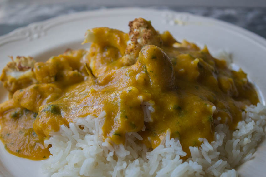 cauliflower korma with rice