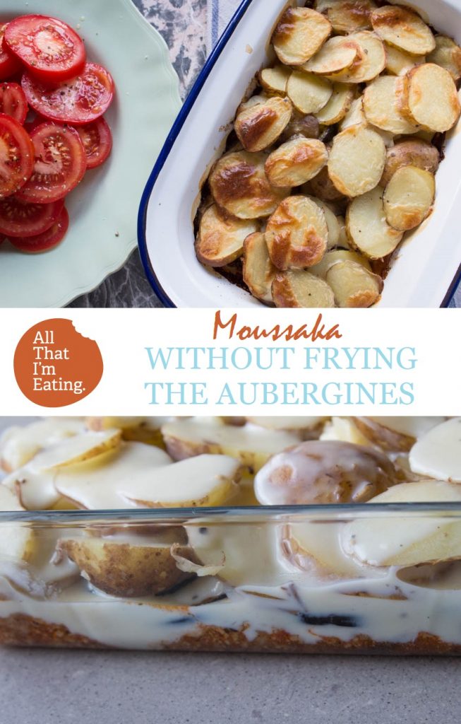 Make moussaka without frying the aubergines, roast them instead.