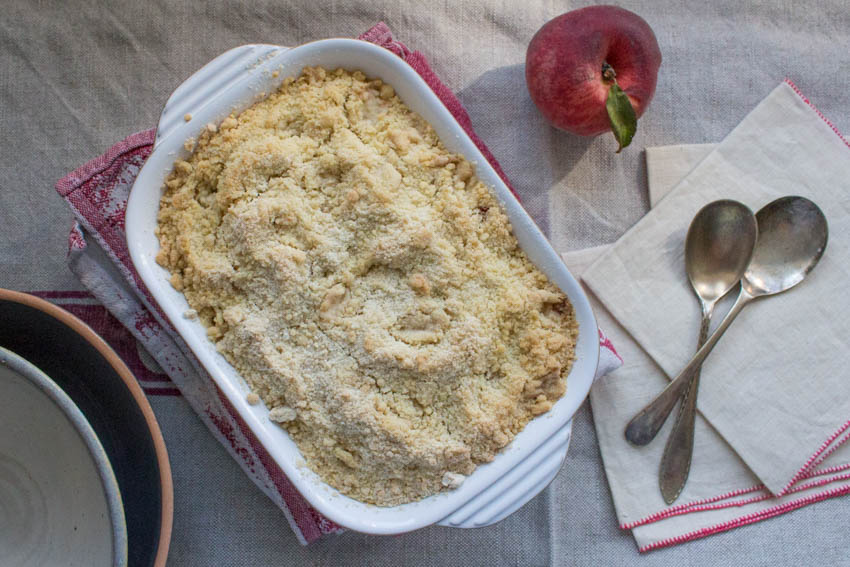 cherry and peach crumble