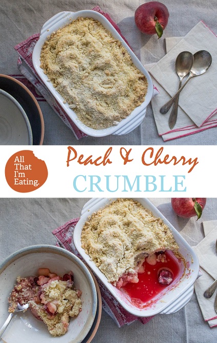 pin peach and cherry crumble