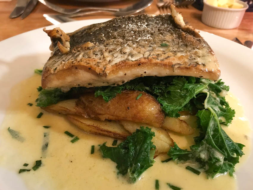 Stone bass and beurre blanc