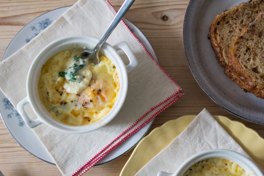 Eggs en Cocotte with Spinach