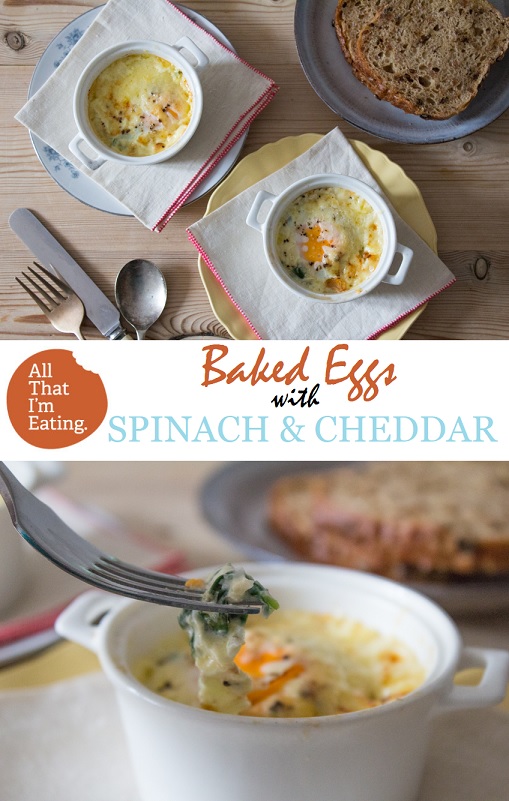 Baked Eggs with Cheddar and Spinach