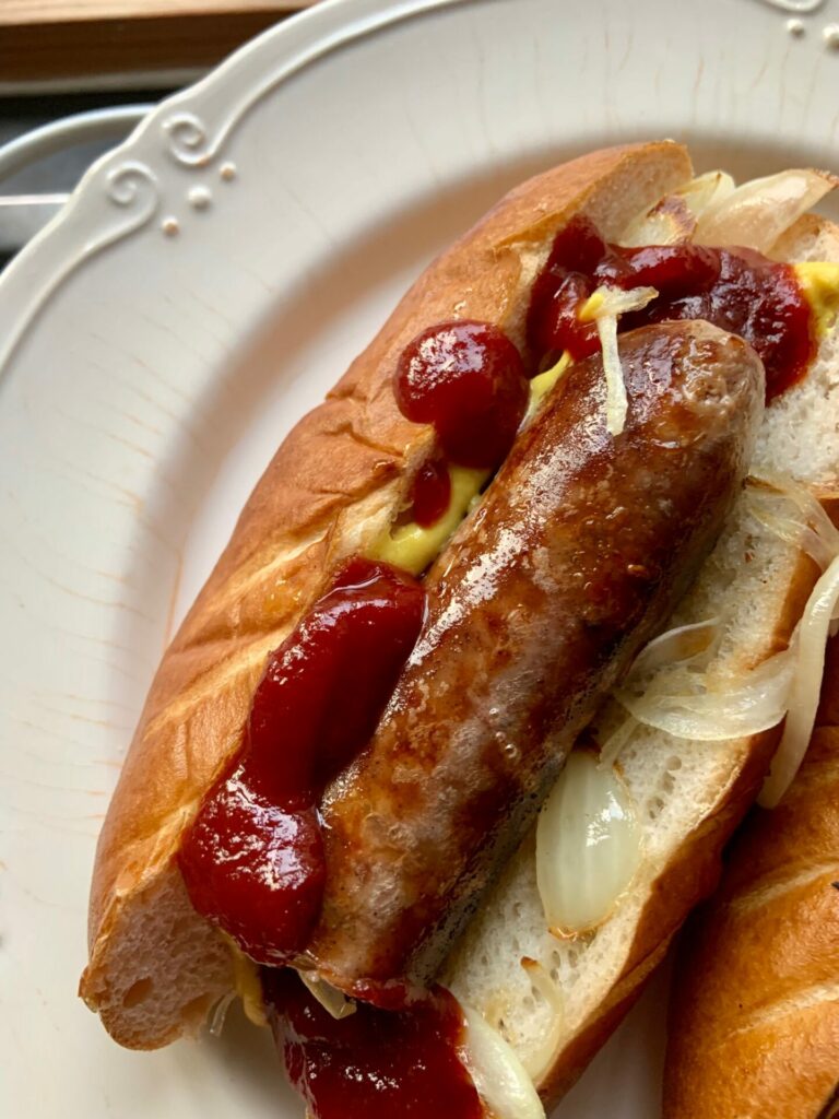 Hot dog with Texan hot link sausage
